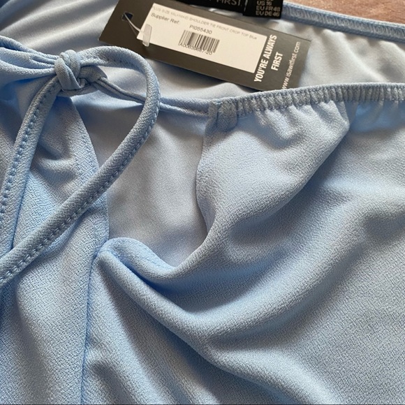 NWT I Saw It First Blue milkmaid tie front blouse - Picture 5 of 6